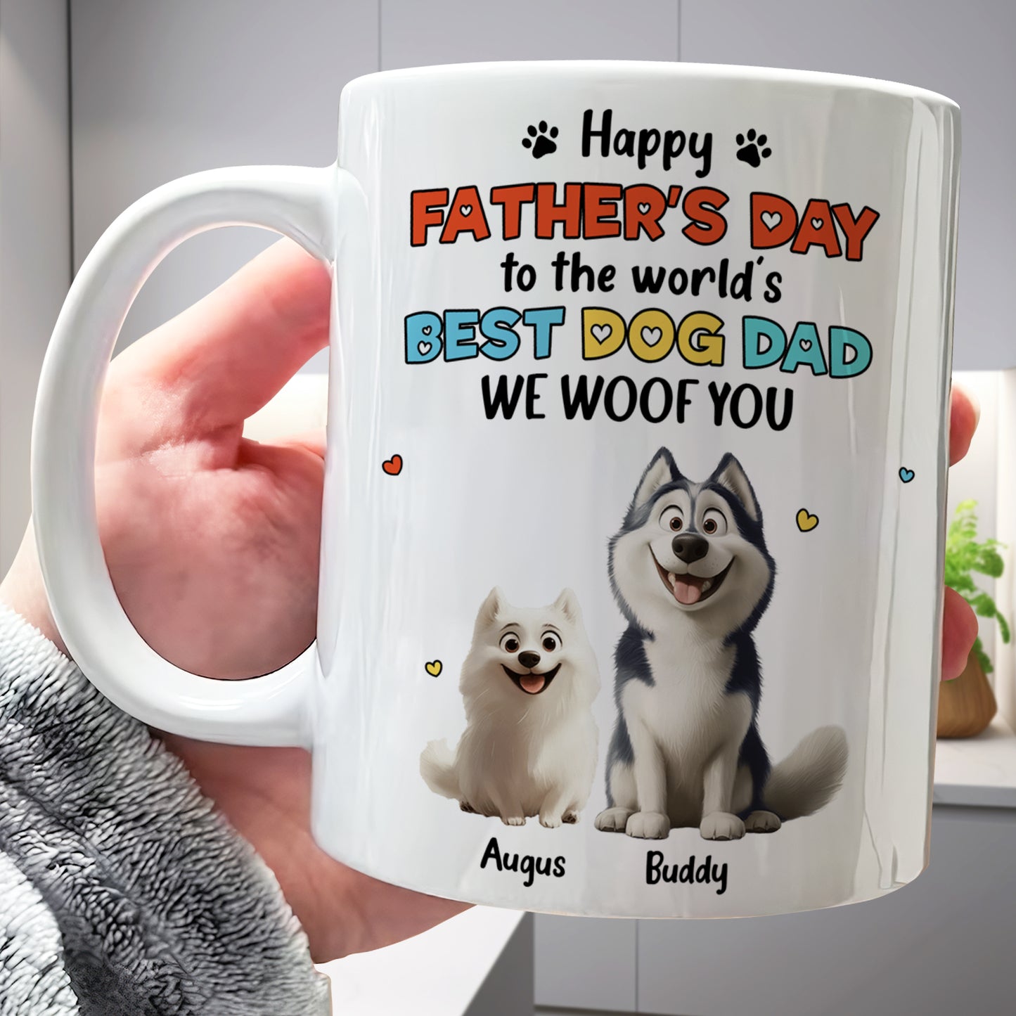 Pet Lovers - Happy Father's Day To The World's Best Dog Dad We Woof You - Personalized Mug