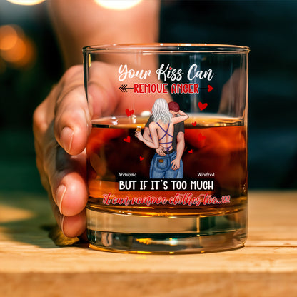 Couple - A Kiss Can Remove Anger - Personalized Whiskey Glass
