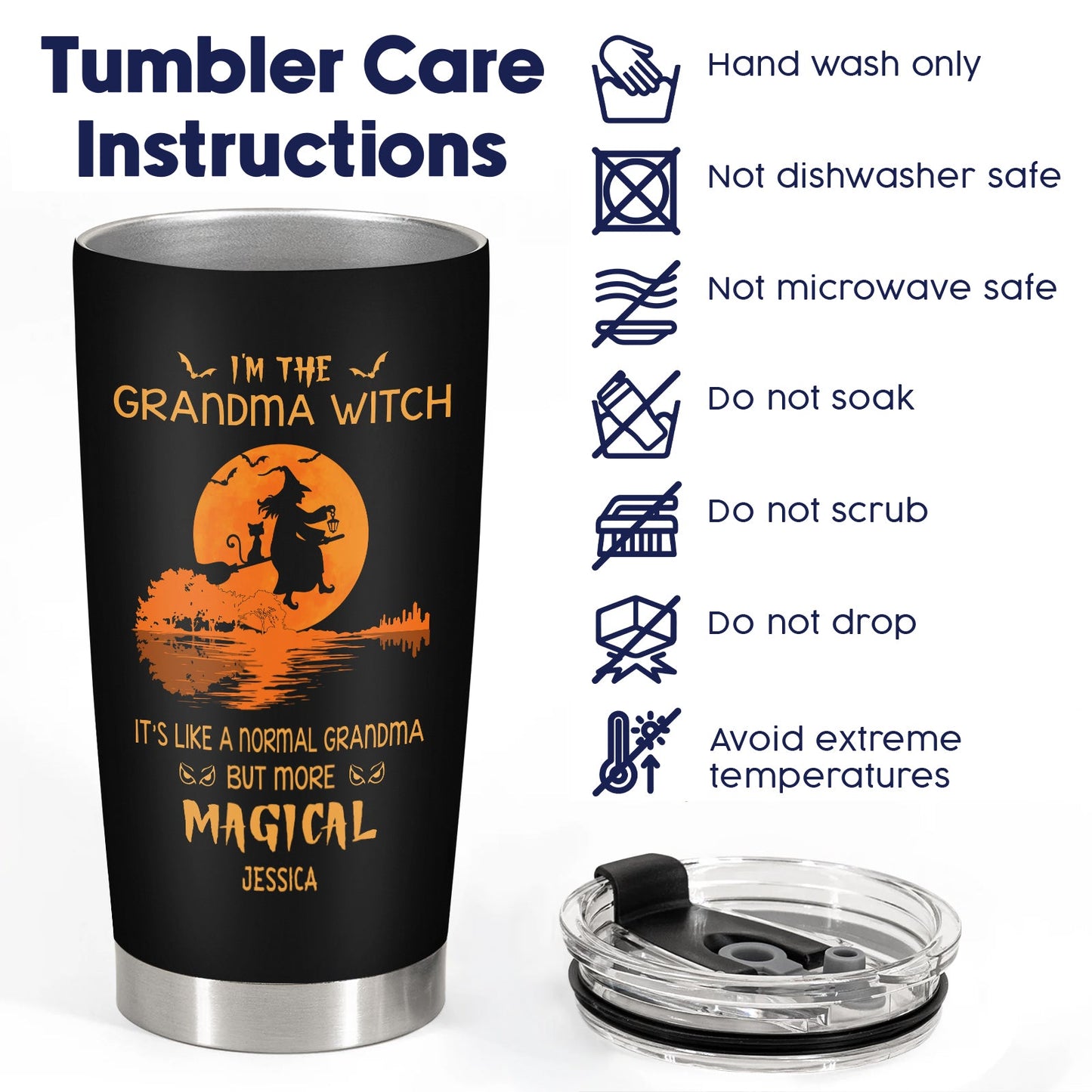 Halloween - I'm the Grandma Witch - Personalized Witch Tumbler