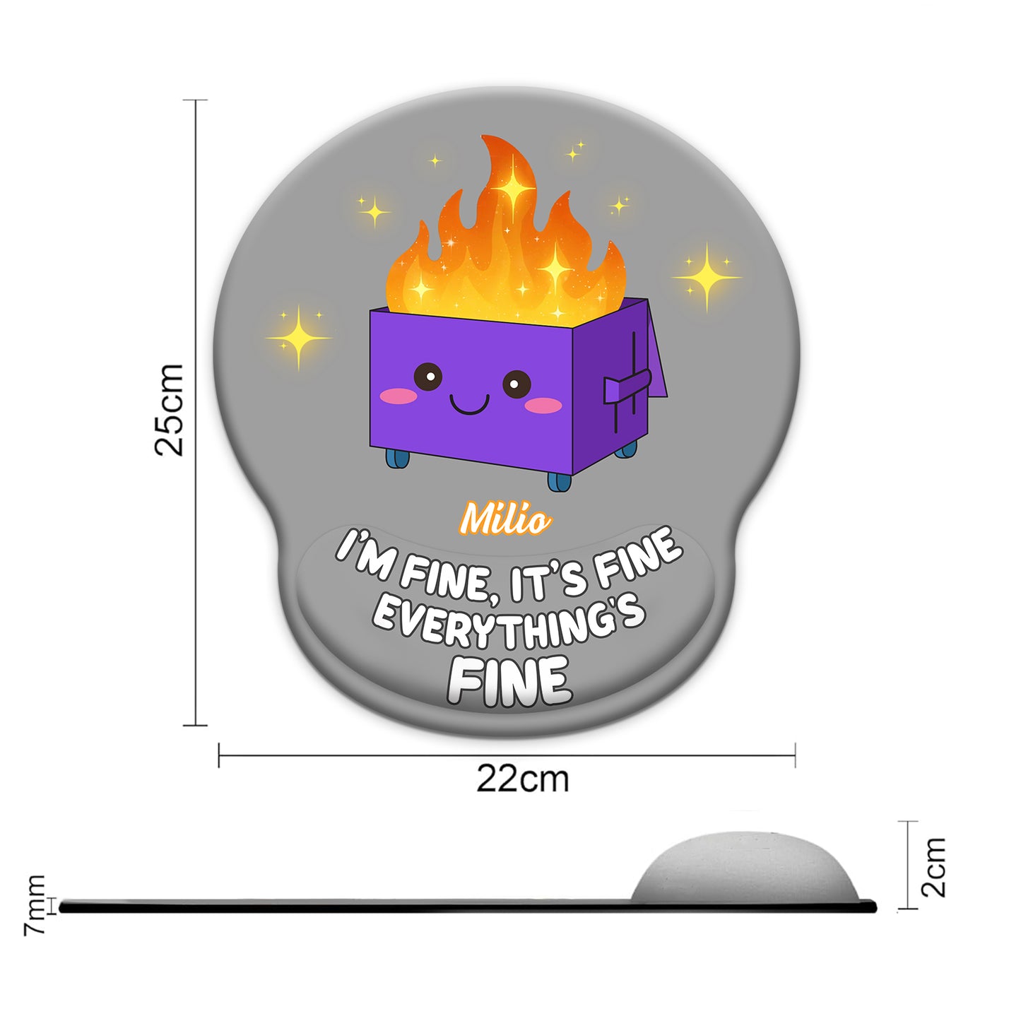 Gift For Besties, Coworker - I'm Fine It's Fine Everything's Fine - Personalized Mouse Pad