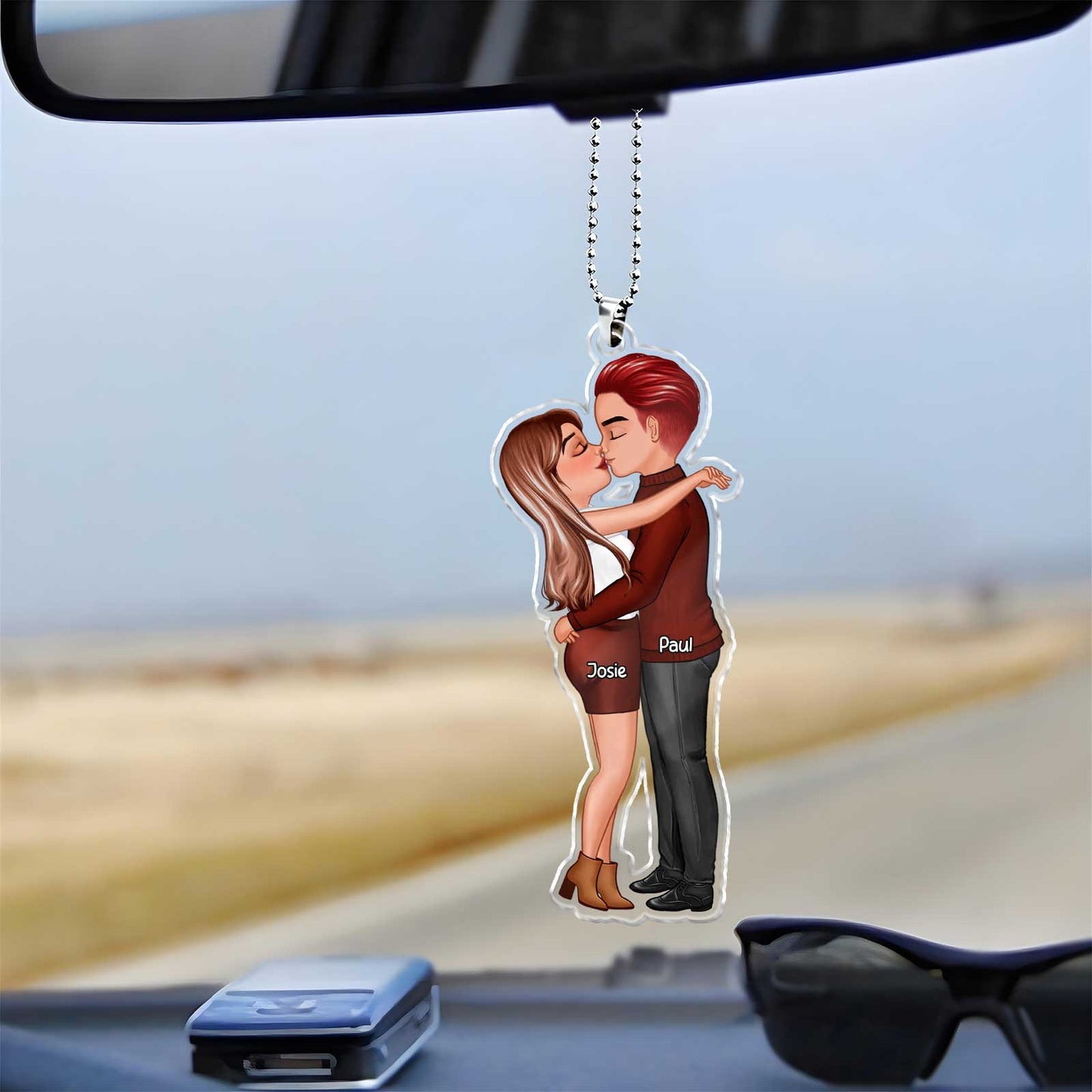 Couple - Hugging Couple - Personalized Acrylic Keychain