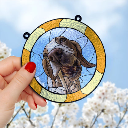 Pet Lovers - Custom Dog Portrait From Photo - Personalized Suncatcher