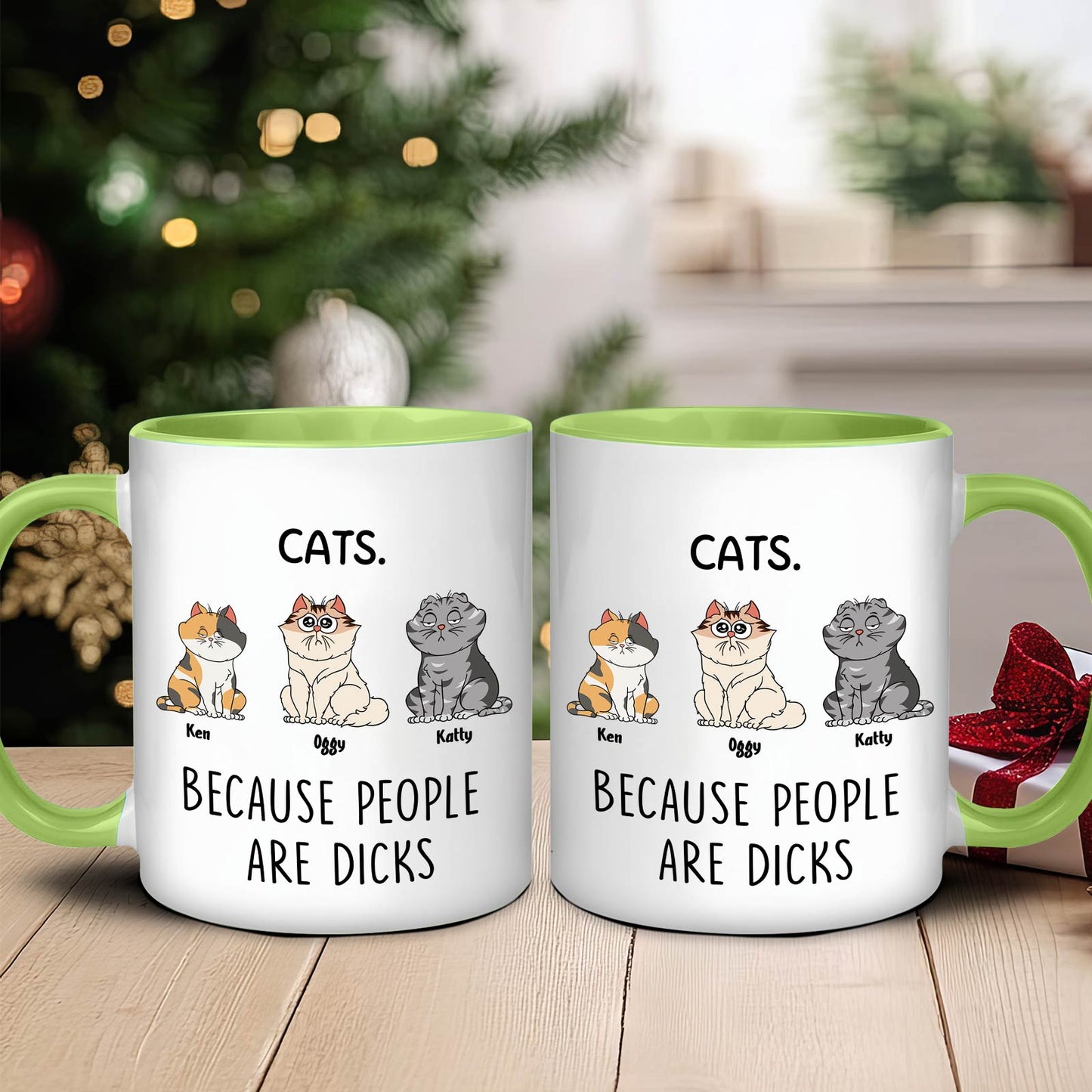 Cats - Because People Are Dicks - Personalized Accent Mug