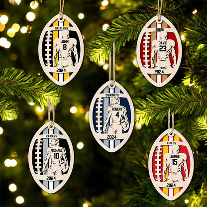 Sports - Football Player - Personalized 2-Layered Football Ornaments