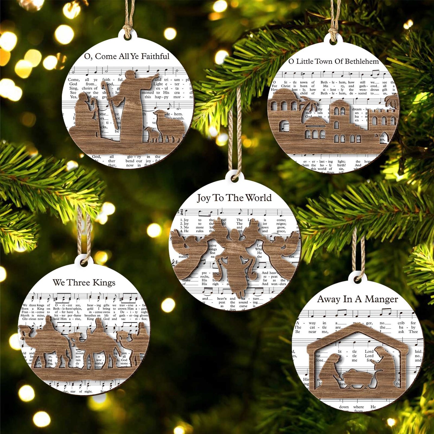 Christmas - Music Sheet Nativity Ornament - 2-Layered Mix Ornament