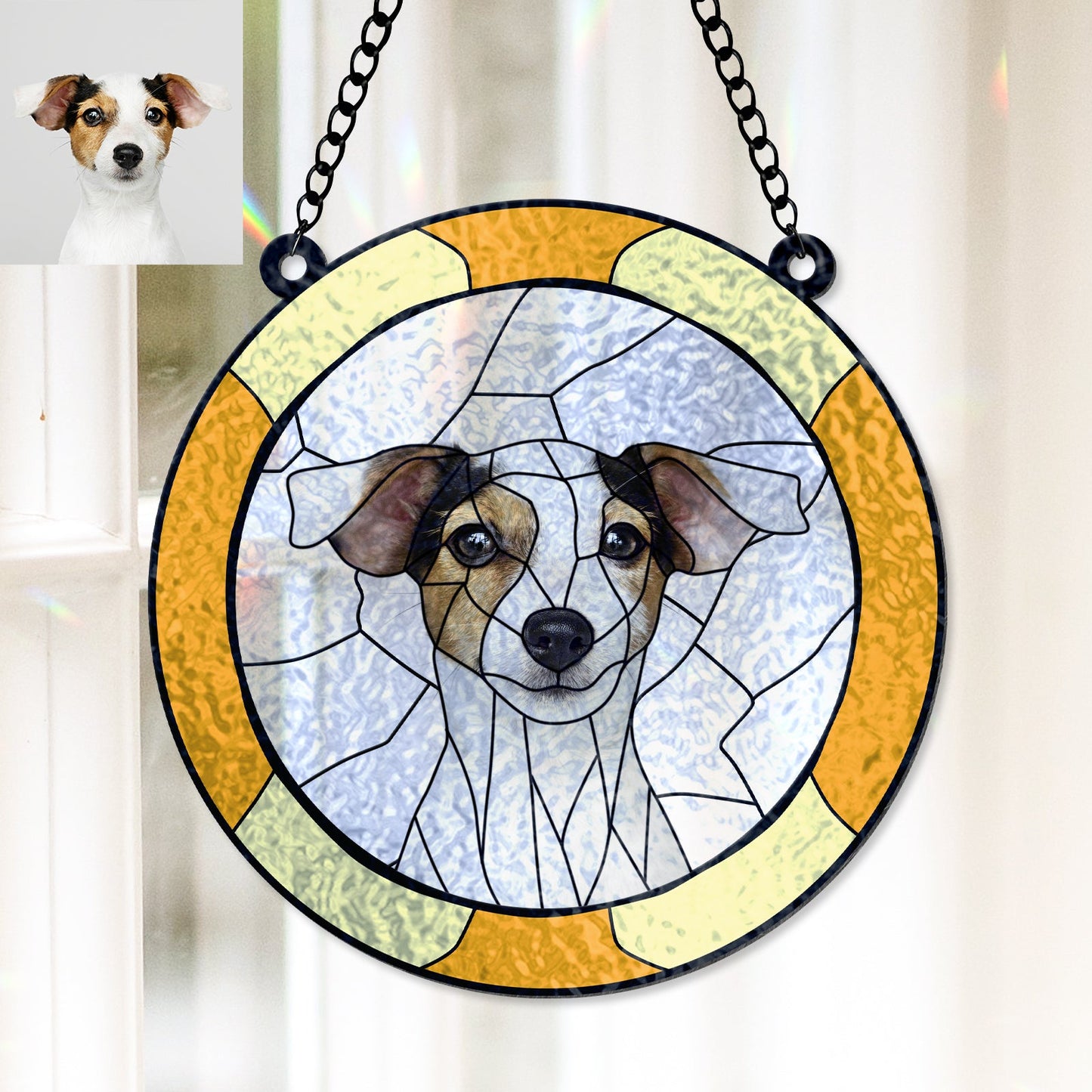 Pet Lovers - Custom Dog Portrait From Photo - Personalized Suncatcher