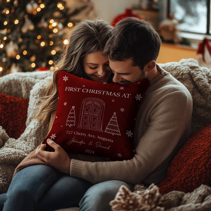 Couple - First Christmas At - Personalized Pillow