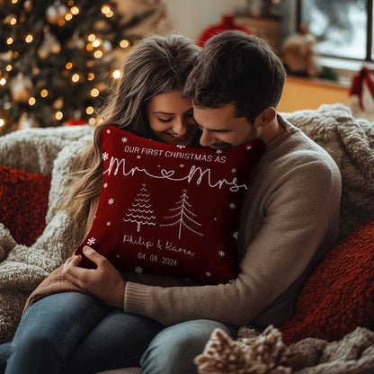 Couple - Our First Christmas As - Personalized Pillow