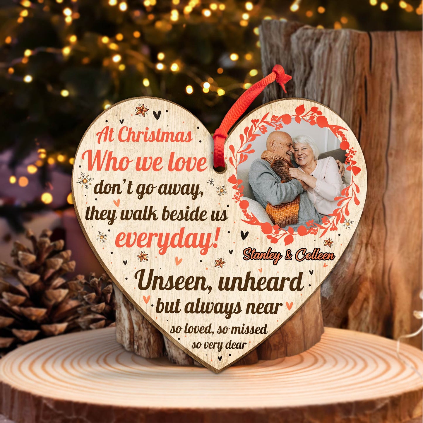 Family - In Loving Memory Robin Christmas Decoration - Personalized Wood Photo Ornament