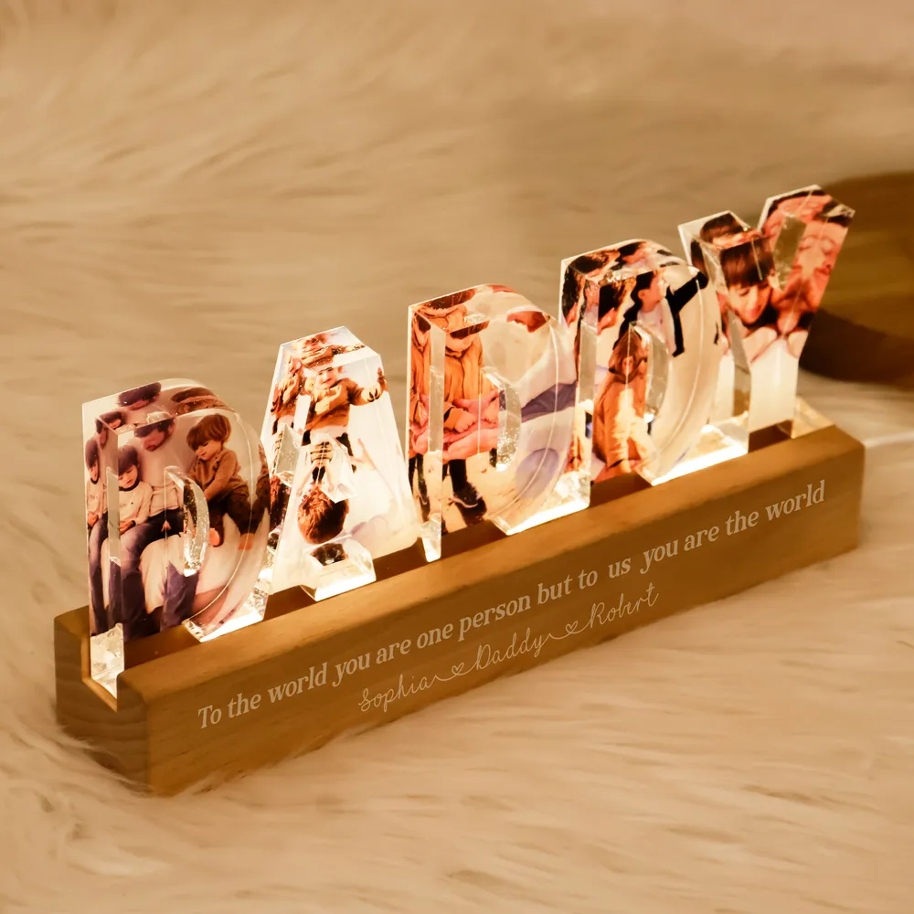 Family - Daddy To Us You Are The World - Personalized LED Light