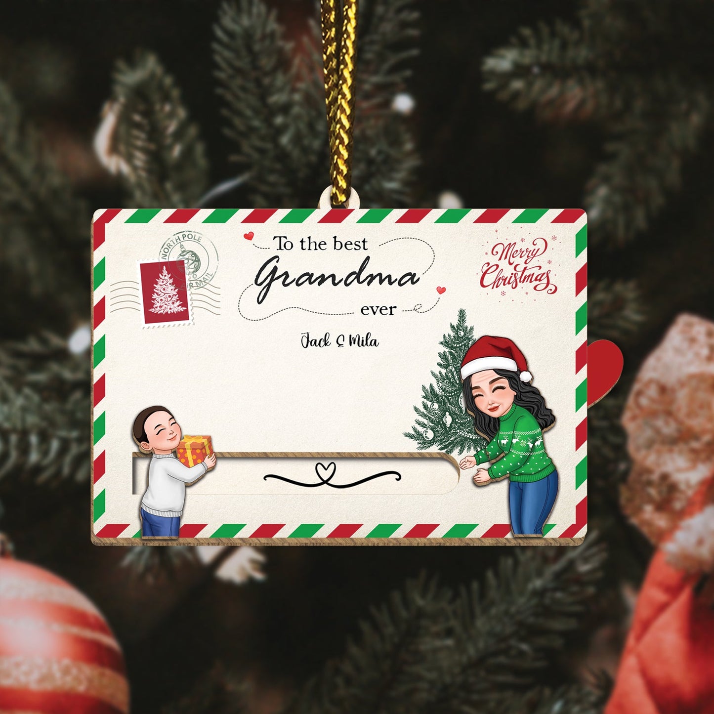 Family - To The Best Grandparents Ever - Personalized Slider Card Ornament