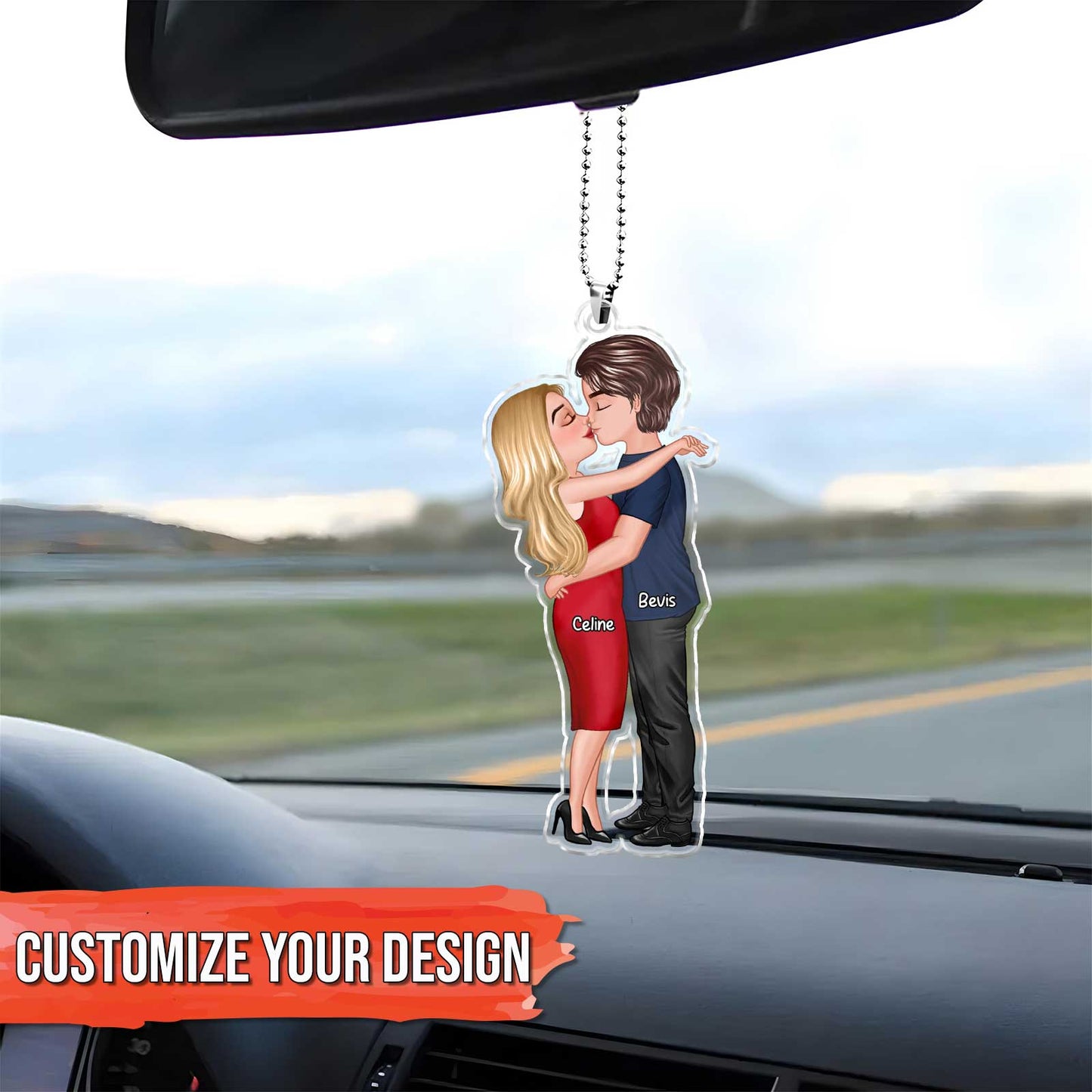Couple - Hugging Couple - Personalized Acrylic Keychain