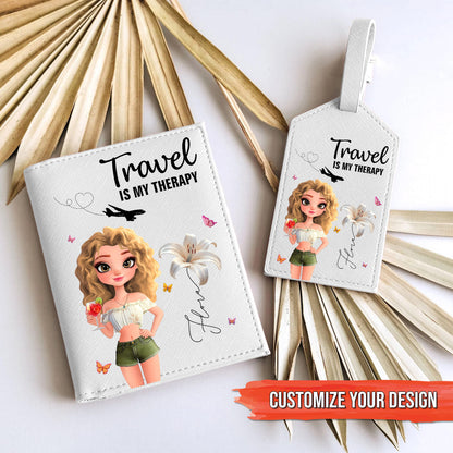Travel Lovers - Just A Girl Who Loves Traveling -  Personalized Luggage Tag & Passport Bag