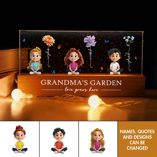 Family - Mom/Grandma‘s Garden, Love Grows Here - Personalized LED Night Light