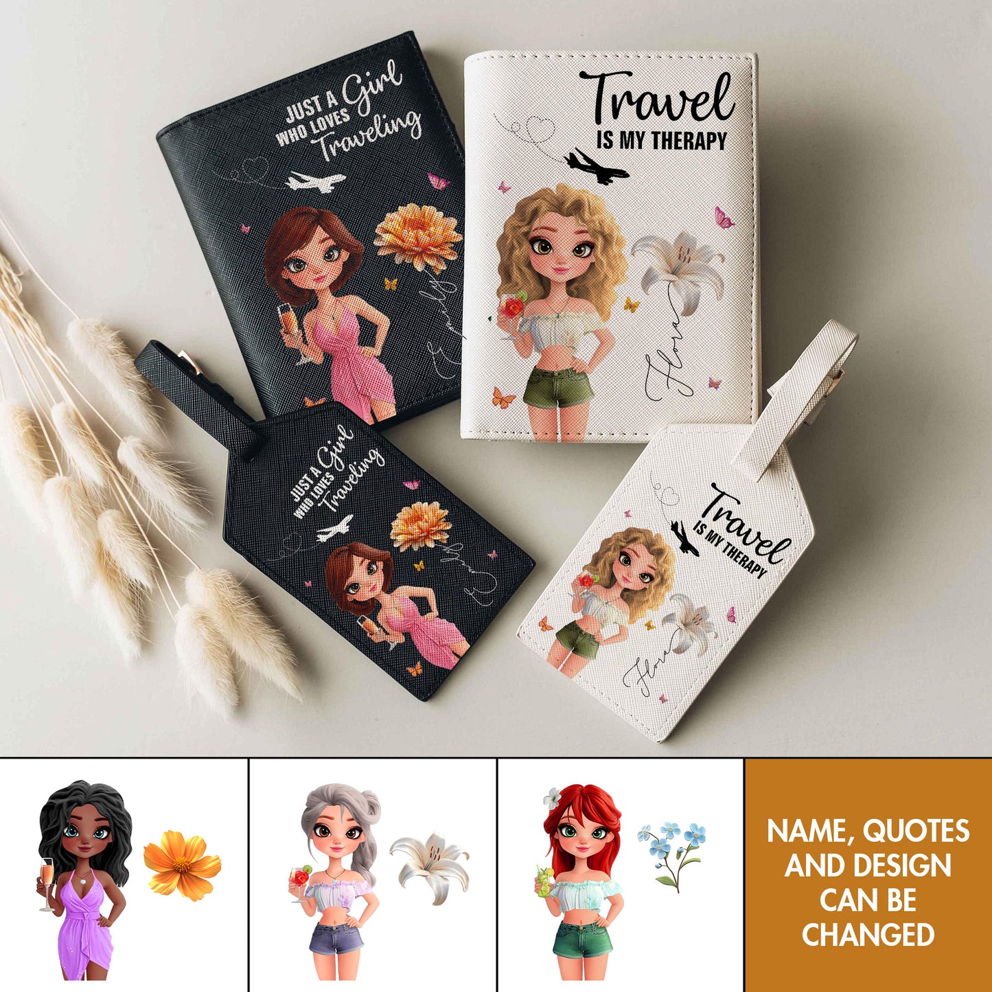 Travel Lovers - Just A Girl Who Loves Traveling -  Personalized Luggage Tag & Passport Bag