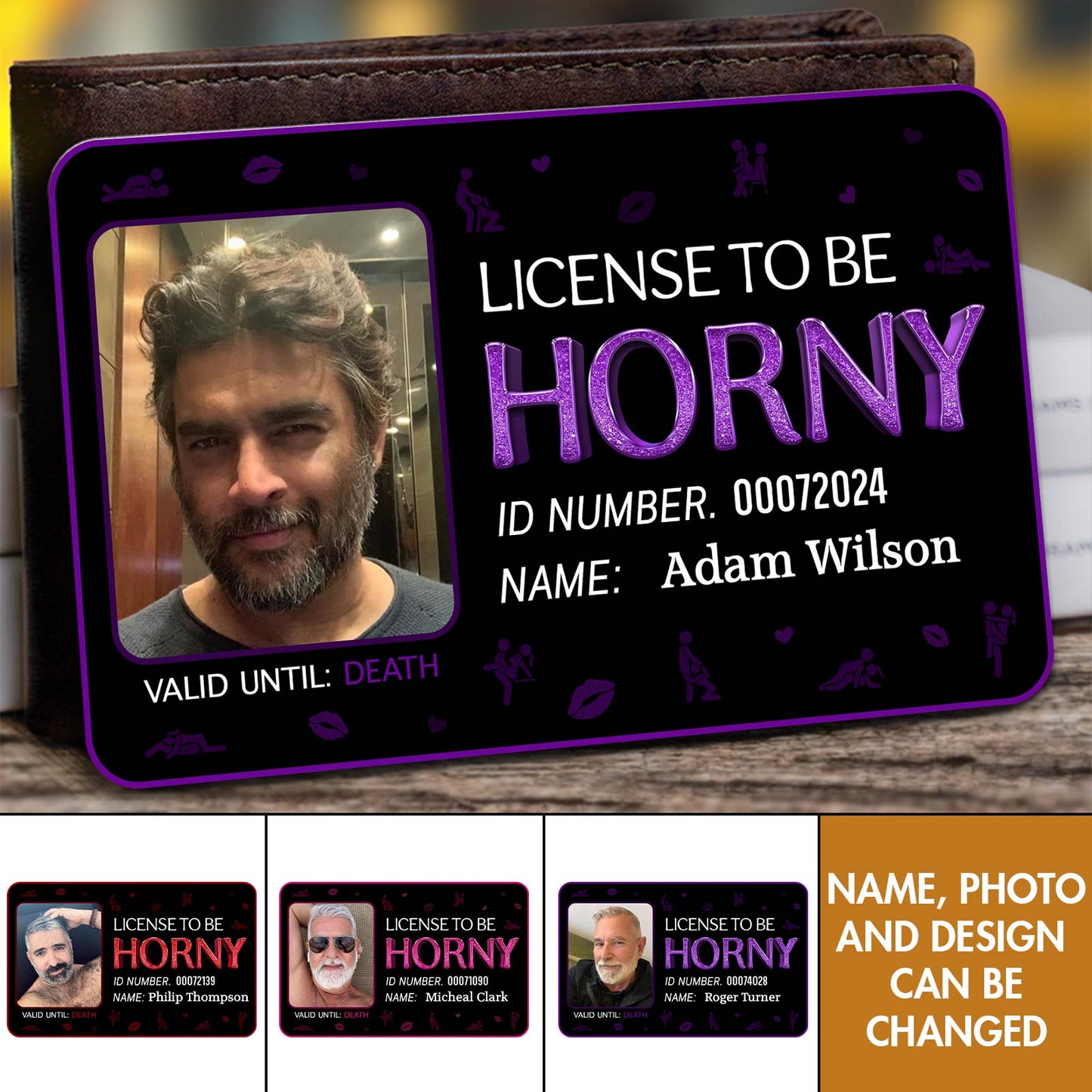 License To Be Horny - Personalized Photo Wallet Card