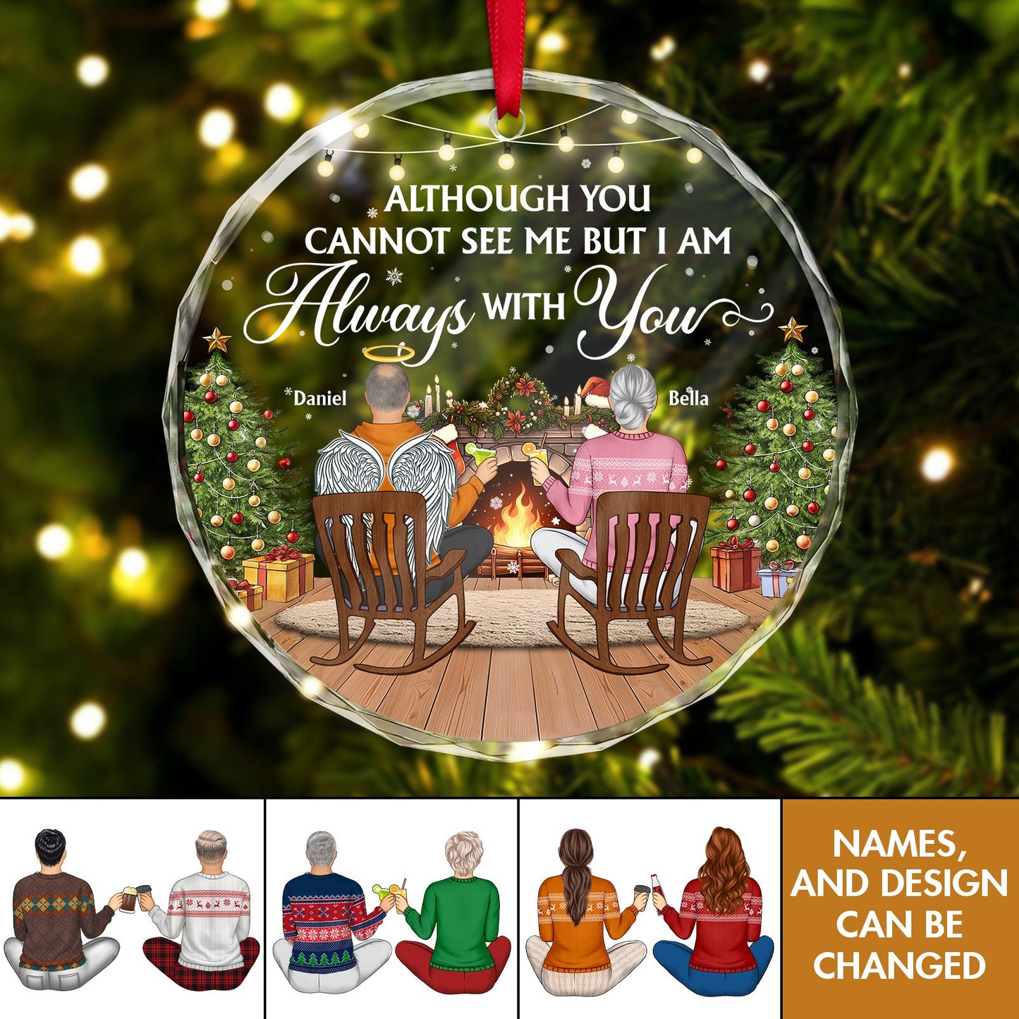 Couple - I Am Always With You Memorial Couples - Personalized Circle Glass Ornament