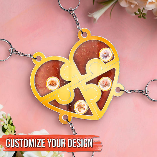 Bestie - Friendship Puzzle Hearts - Personalized Shaking Keychain
