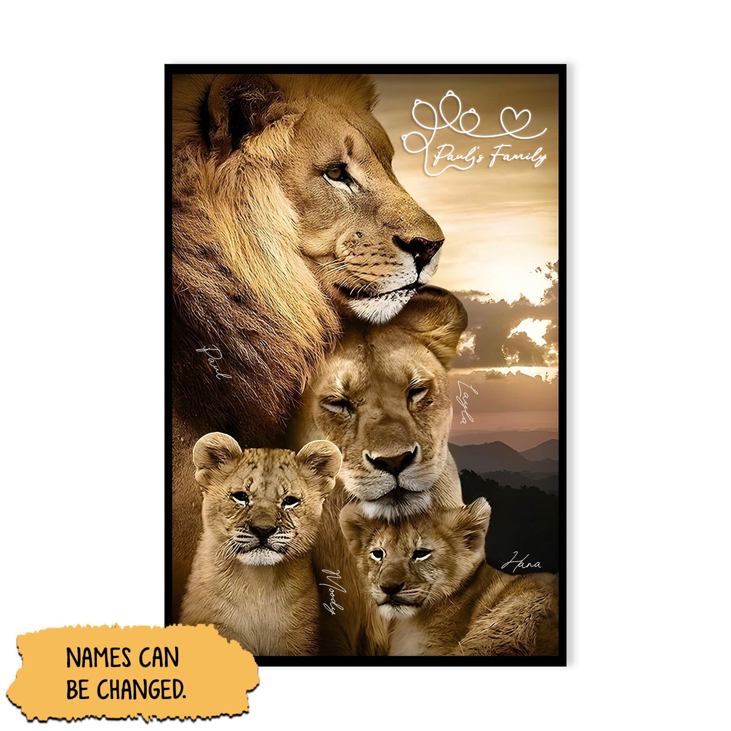 Family - Lion Family - Personalized Poster