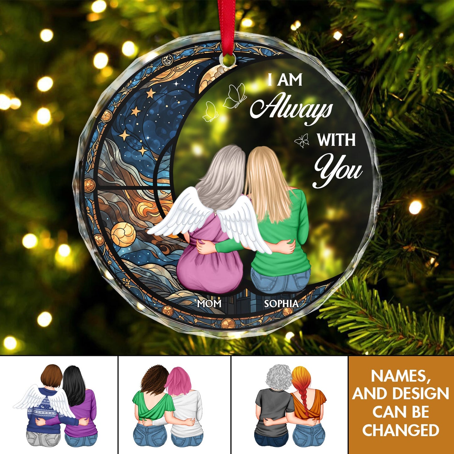 Mother - I Am Always With You - Personalized Circle Glass Ornament