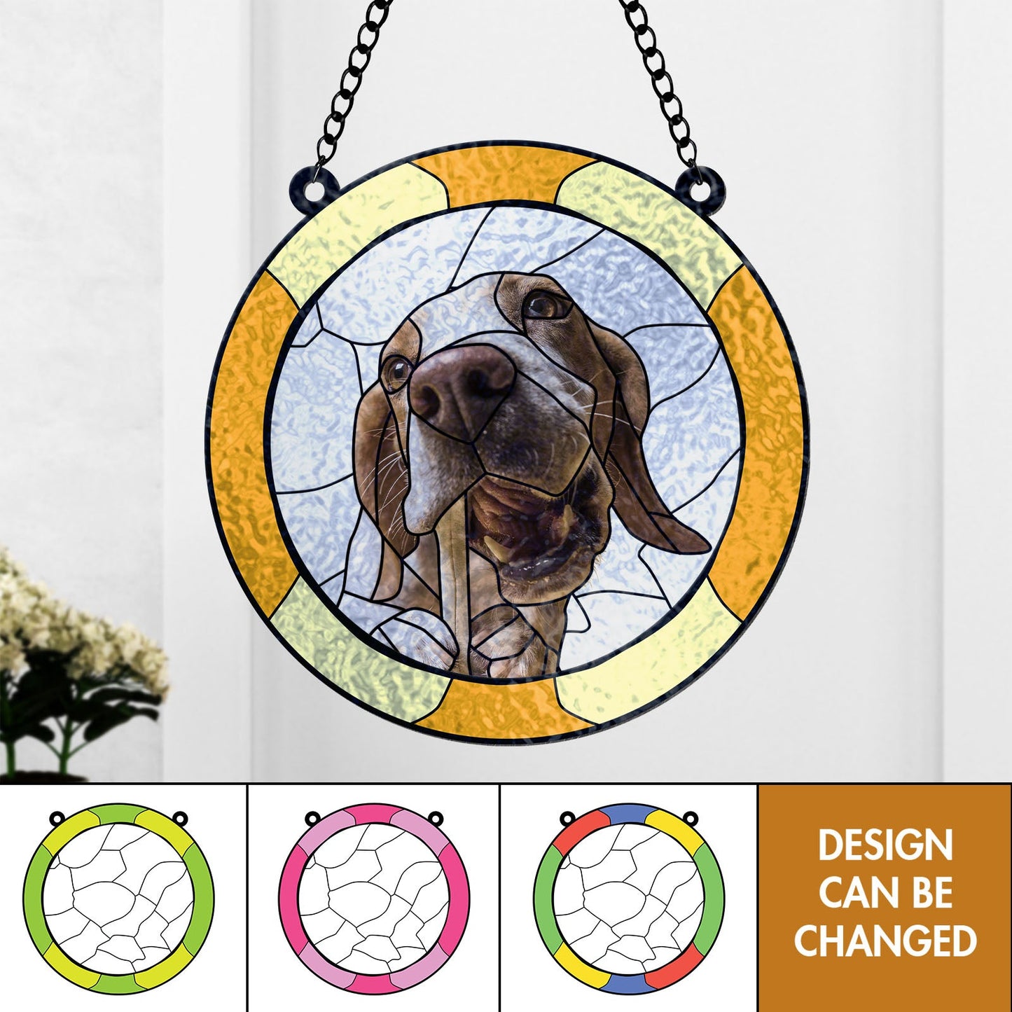 Pet Lovers - Custom Dog Portrait From Photo - Personalized Suncatcher