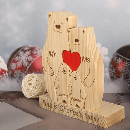 Family - Wooden Bears Family Puzzle - Wooden Animal Carvings