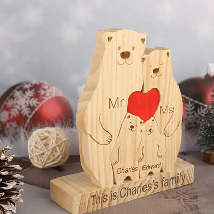 Family - Wooden Bears Family Puzzle - Wooden Animal Carvings