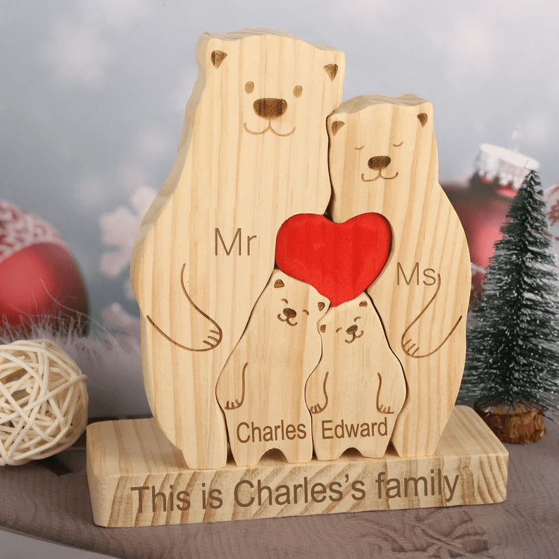 Family - Wooden Bears Family Puzzle - Wooden Animal Carvings