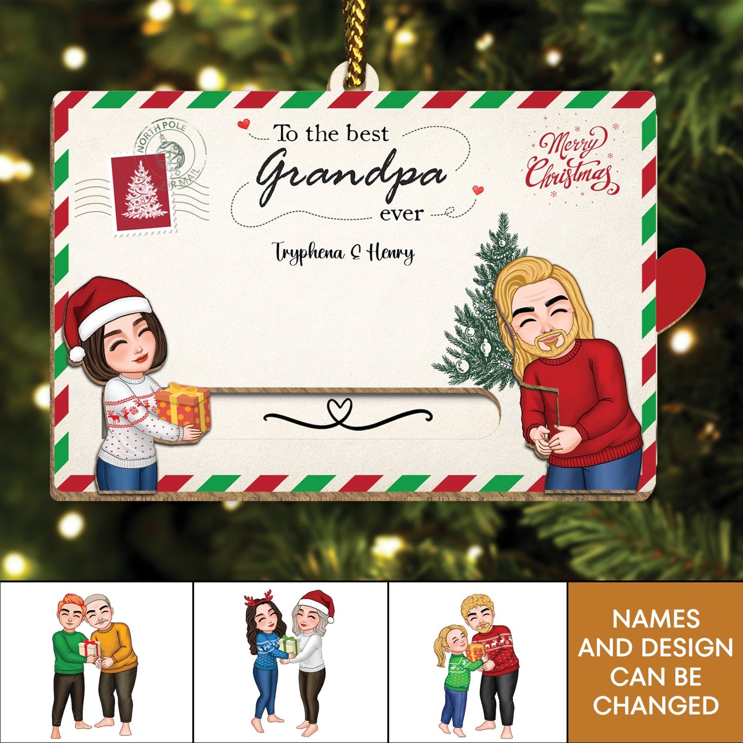 Family - To The Best Grandparents Ever - Personalized Slider Card Ornament