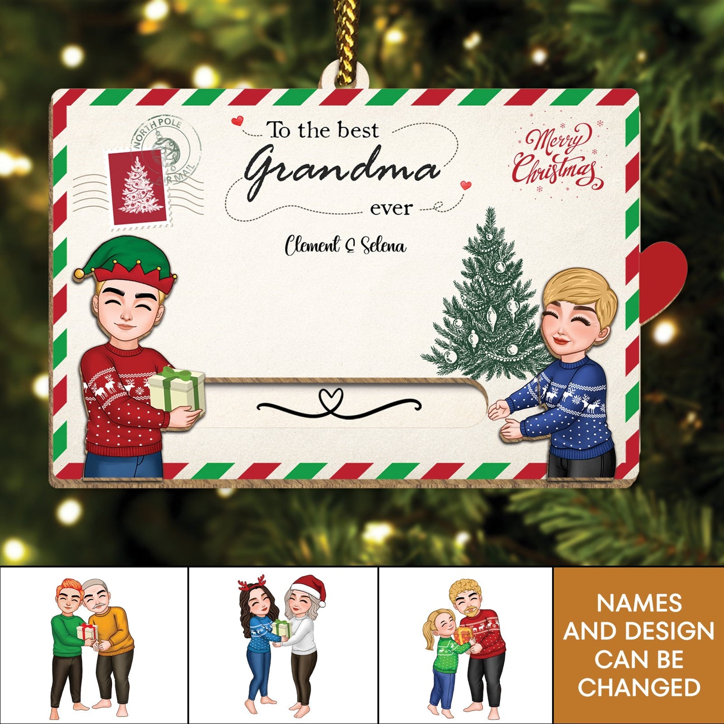 Family - To The Best Grandparents Ever - Personalized Slider Card Ornament