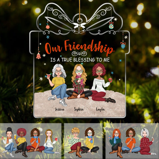 Friendship Is A True Blessing To Me - Personalized Acrylic Ornament (Ver 2)