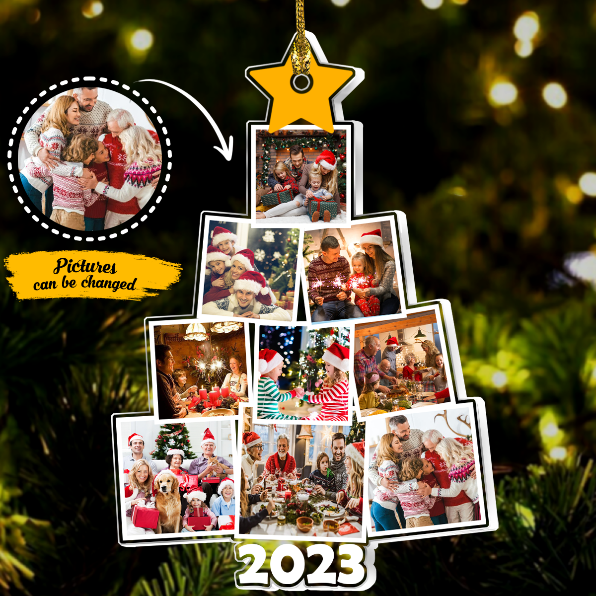 Photo Family Tree Christmas - Personalized Acrylic Photo Ornament