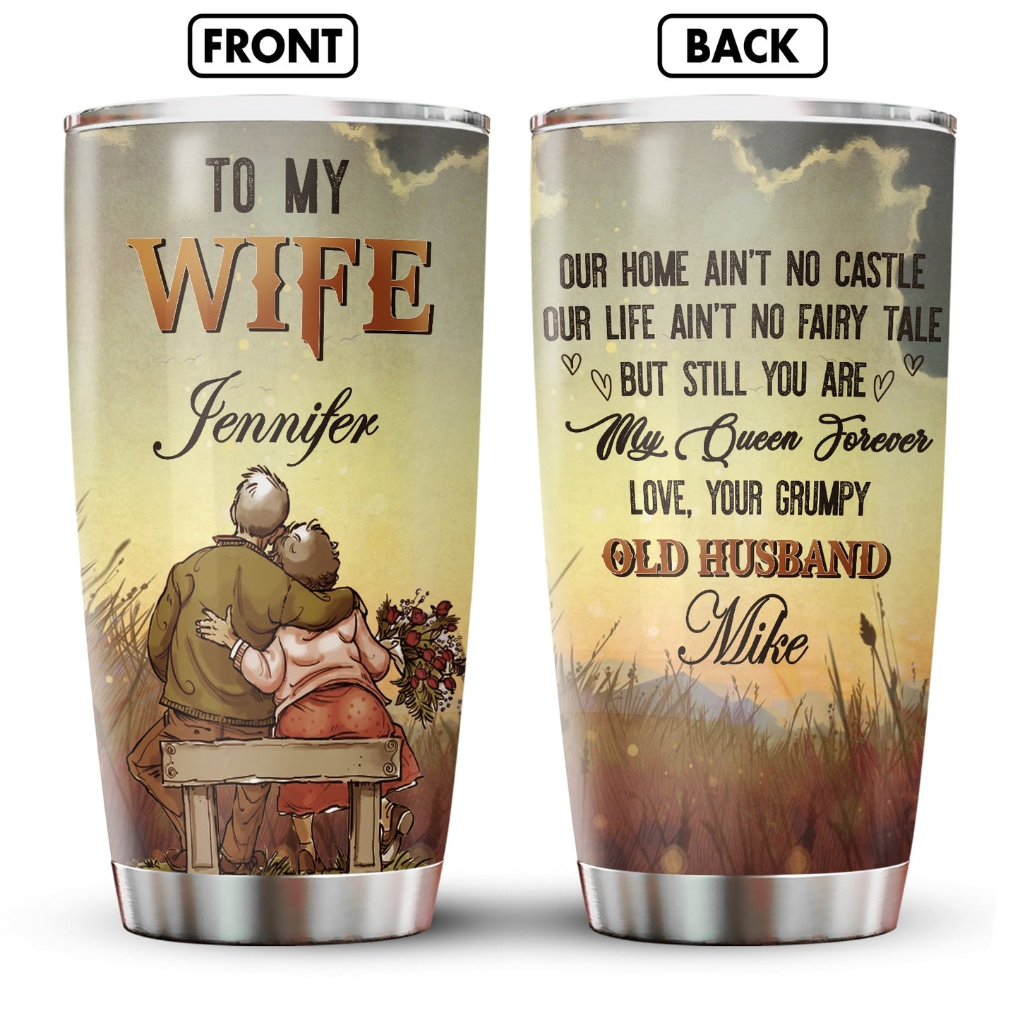 Couple - To My Wife, You Are My Queen Forever - Personalized Custom Tumbler