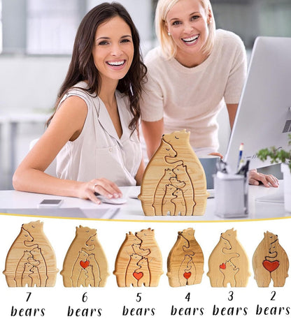 Family - Wooden Bears Family Puzzle - Personalized Wooden Carvings