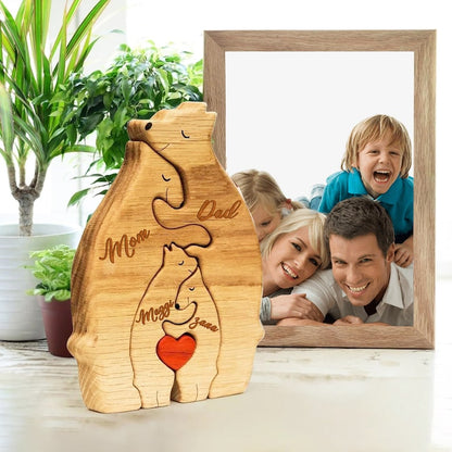 Family - Wooden Bears Family Puzzle - Personalized Wooden Carvings