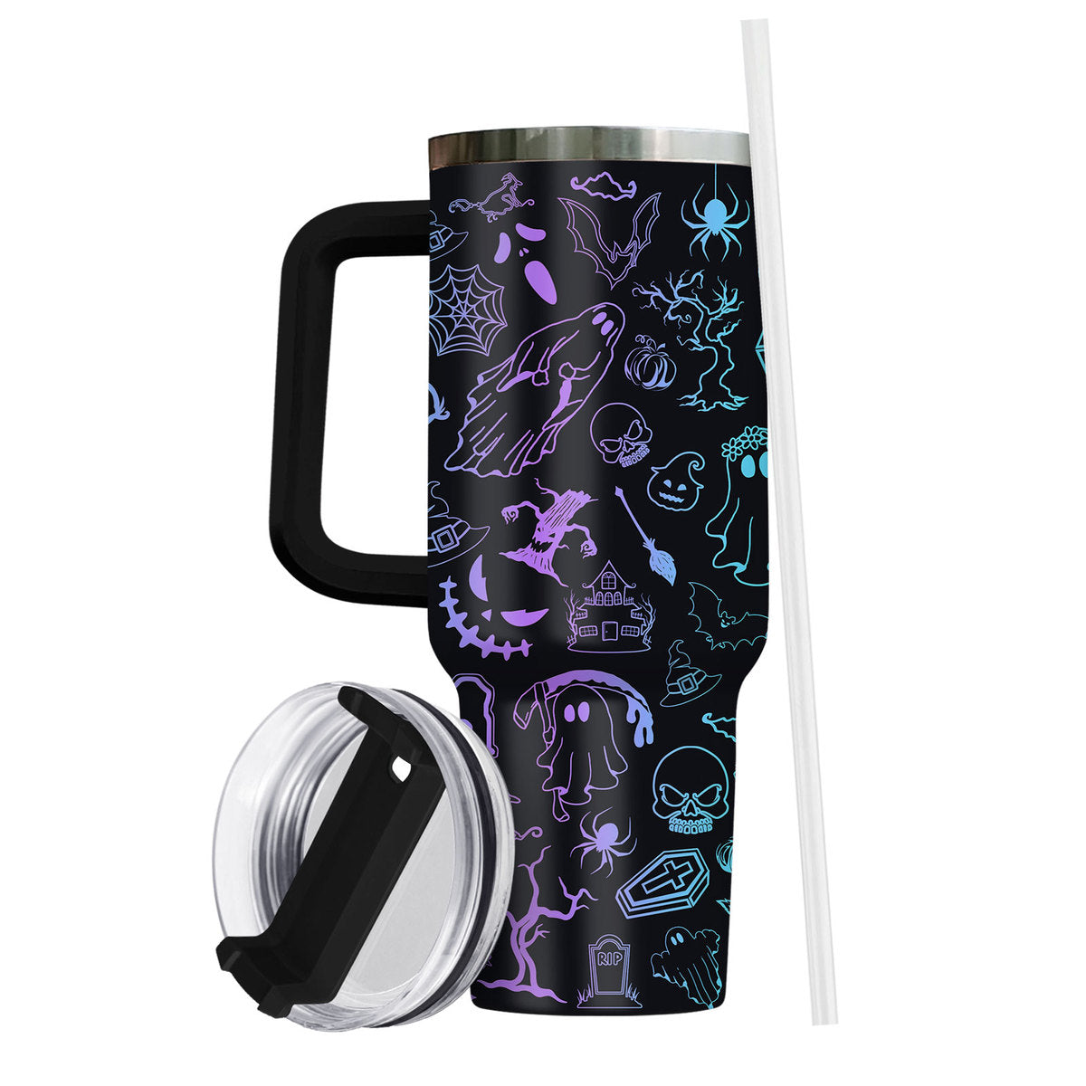 Halloween - Black Spooky - Tumbler With Handle