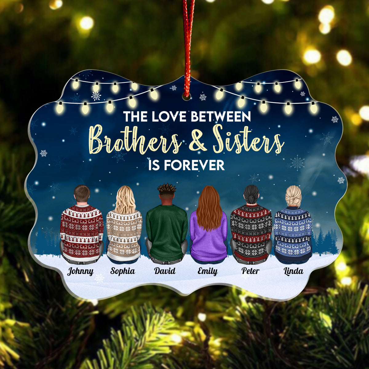 Family Never Apart In Heart - Personalized Acrylic Ornament (Ver 2)