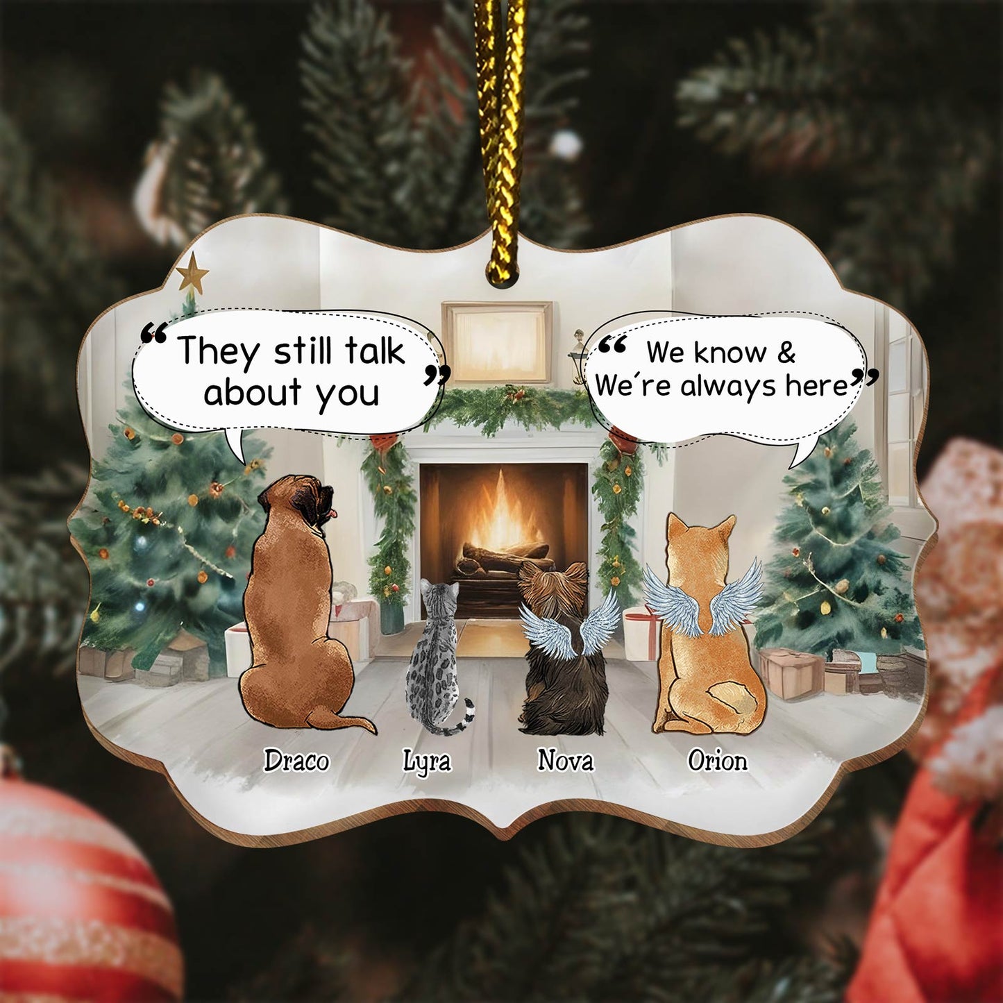 Pet Lovers - They Still Talk About You Memorial - Personalized Medallion Wooden Ornament