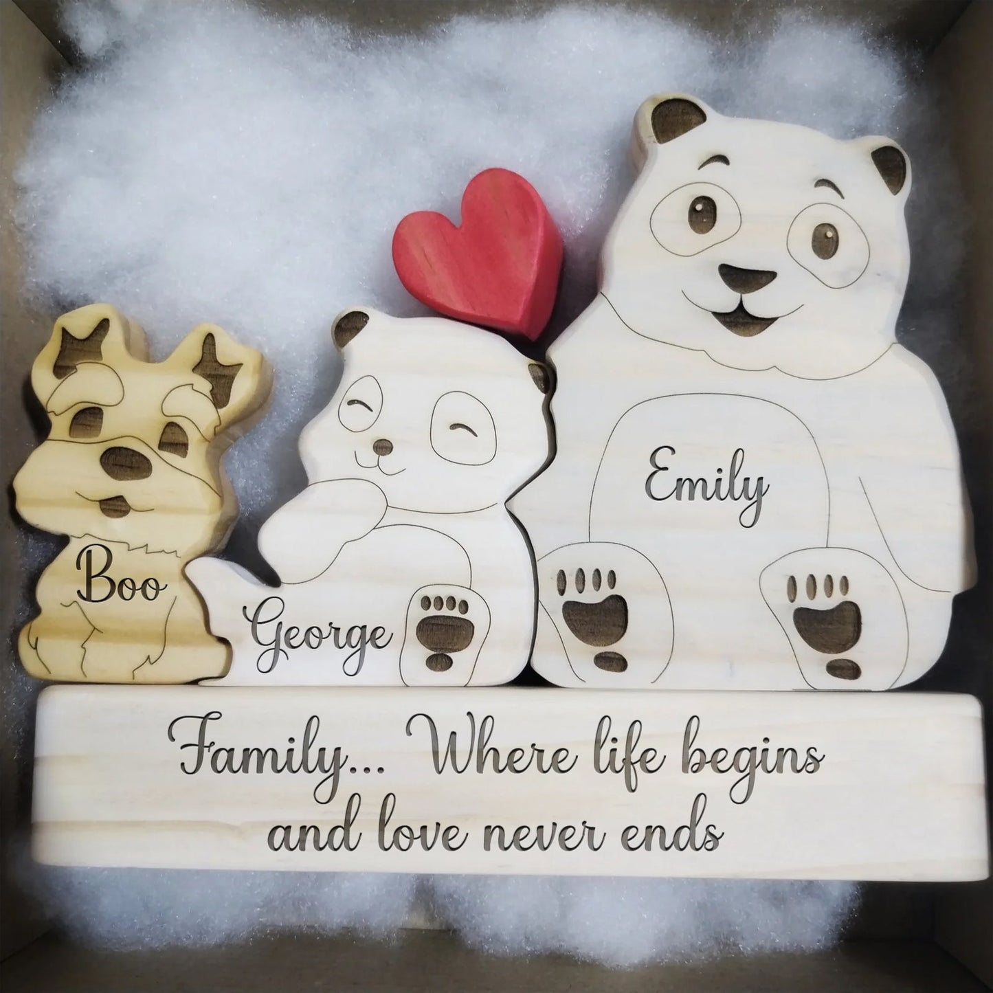 Family - Panda Family -  Personalized Wooden Puzzle