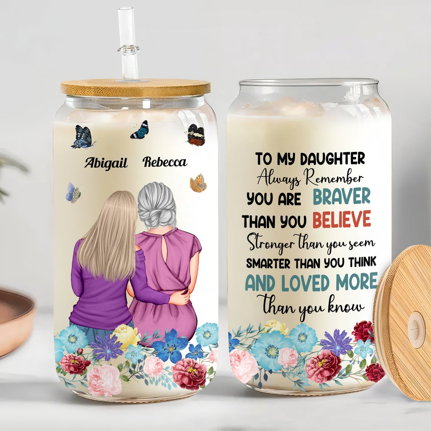 Family - Always Remember You Are Braver - Personalized Clear Glass Can