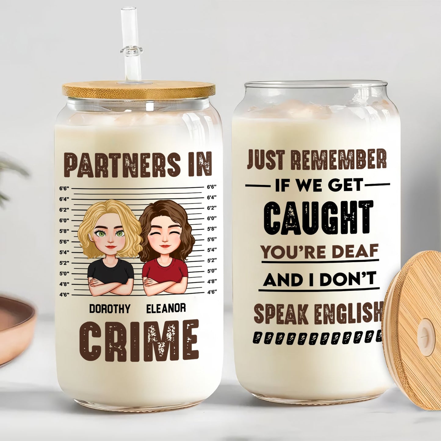 Partner In Crime - Personalized Clear Glass Can