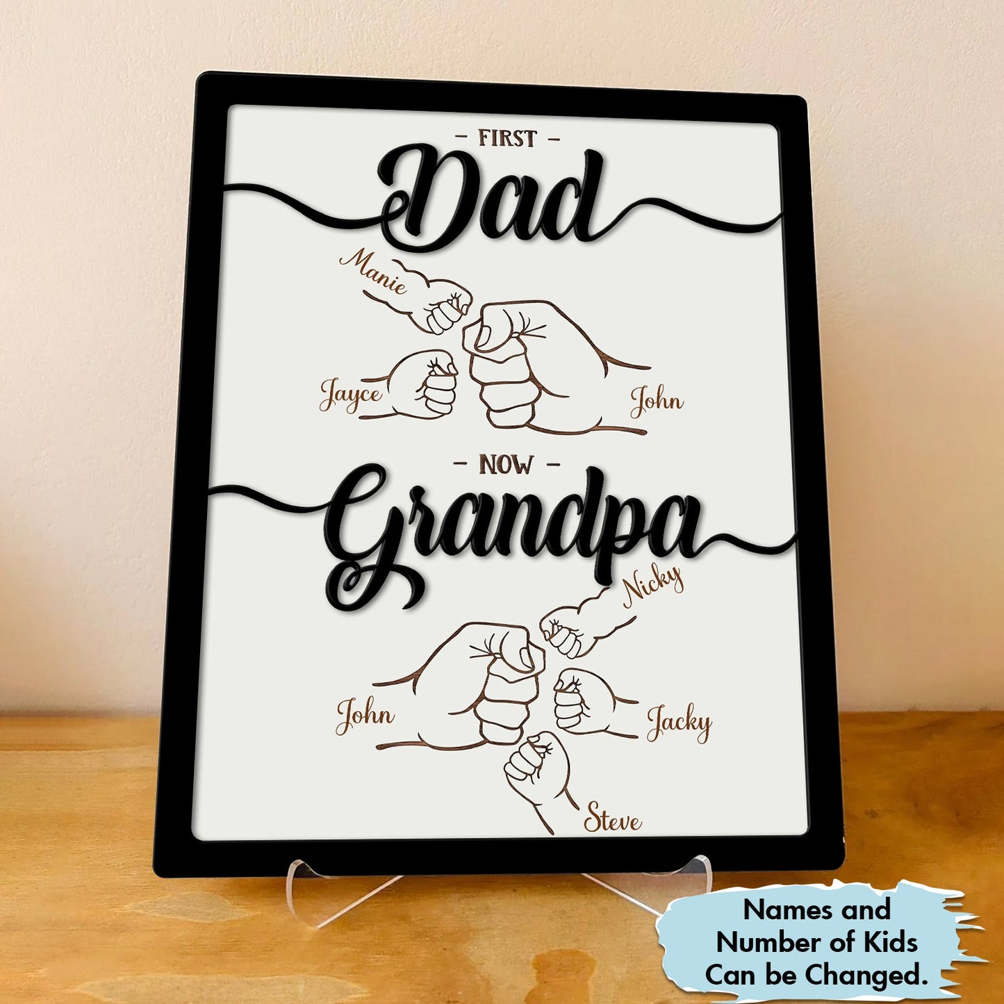 Father - First dad, now grandpa - Personalized Wooden Layers Plaque