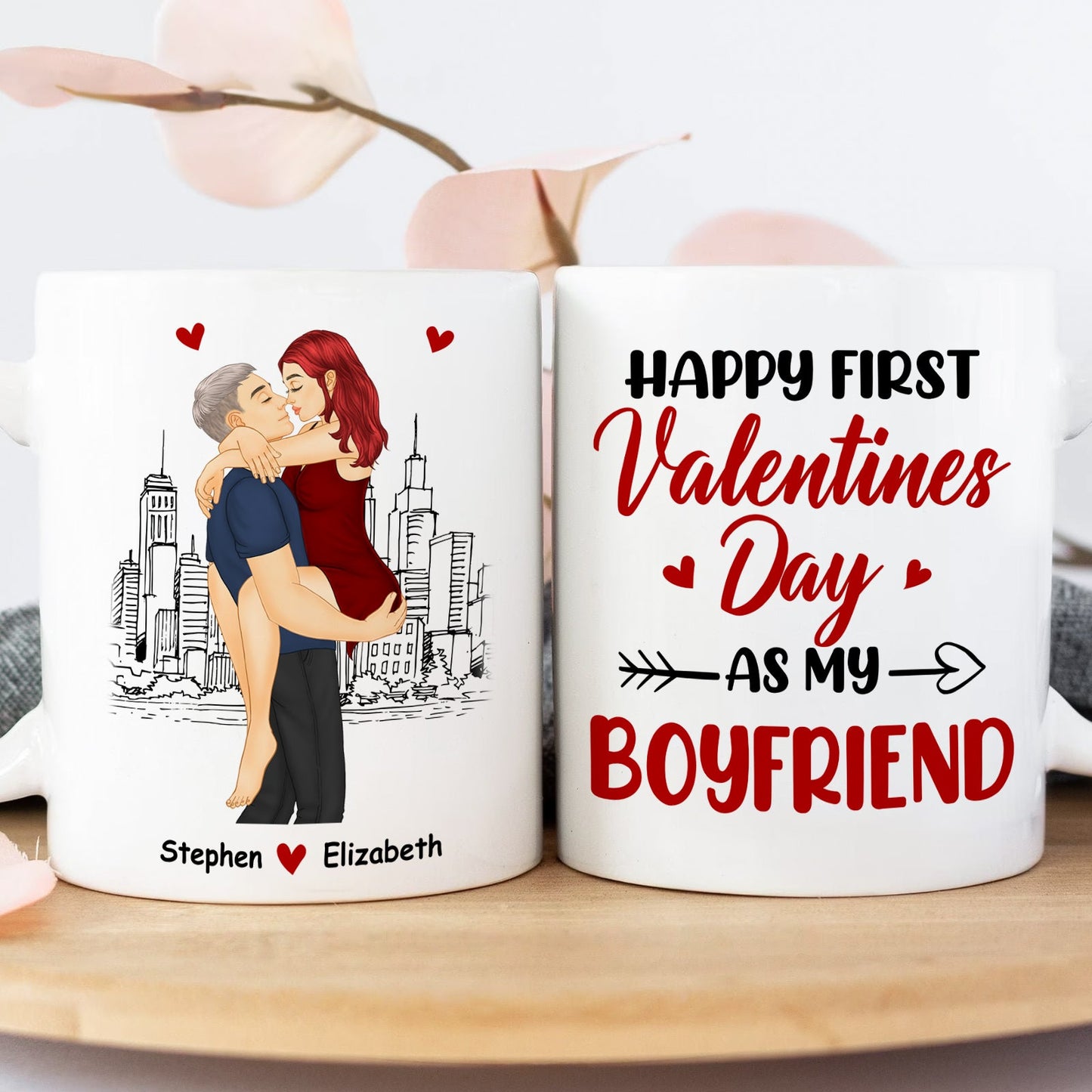 Couple Personalized Custom Accent Mug - Valentine Gift For Husband Wife, Anniversary, First Valentines Together