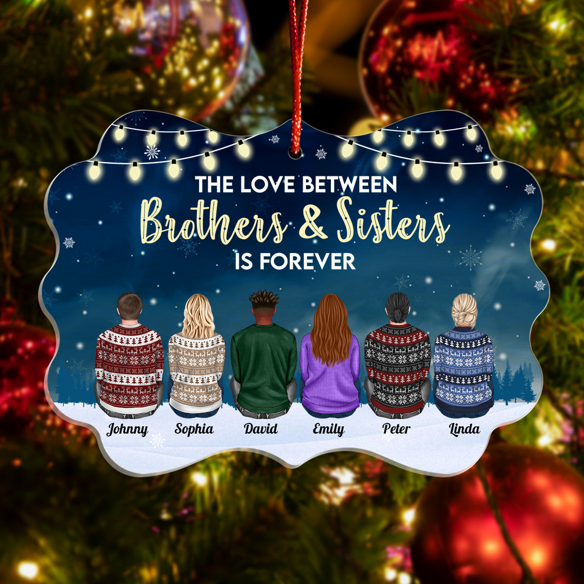 Family Never Apart In Heart - Personalized Acrylic Ornament (Ver 2)