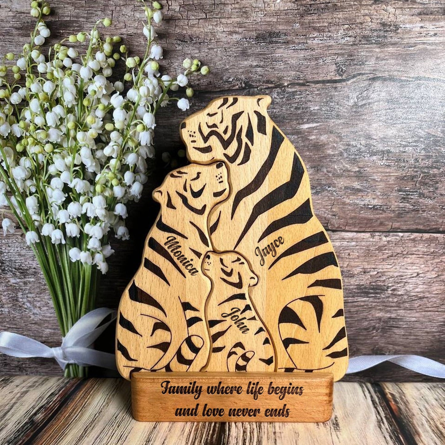 Family - Tiger Family - Personalized Wooden Puzzle