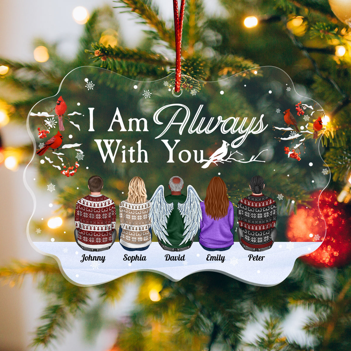 I Am Always With You - Personalized Acrylic Ornament - Family Hugging