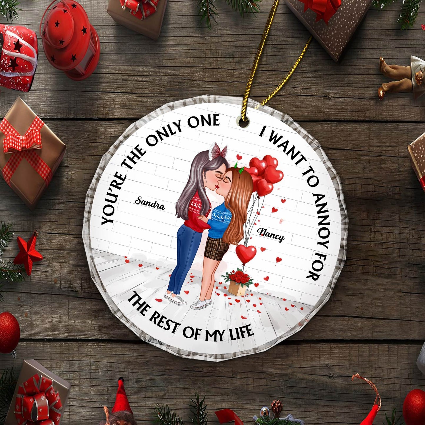 Couple - Annoying For The Rest Of My Life - Personalized Circle Glass Ornament