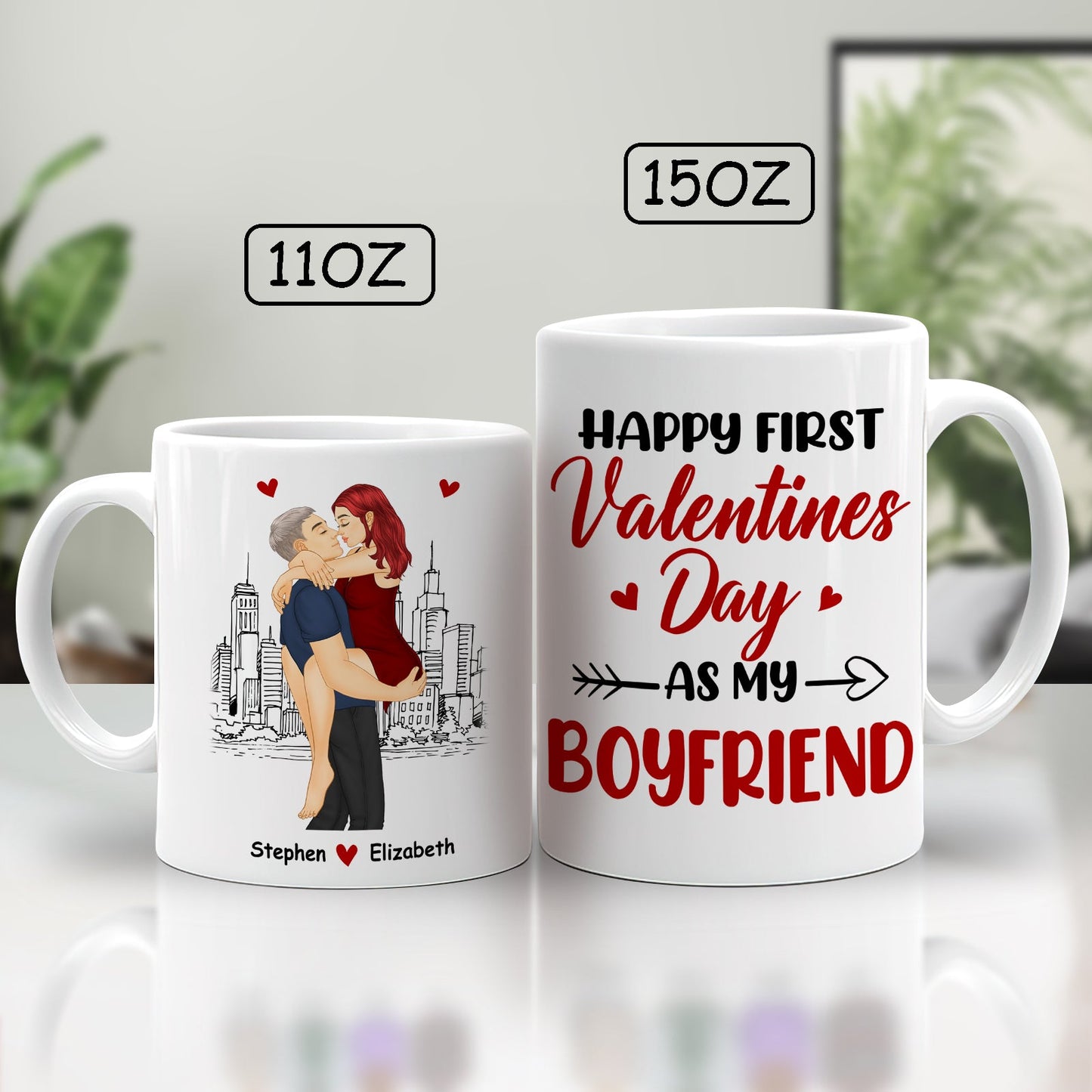 Couple Personalized Custom Accent Mug - Valentine Gift For Husband Wife, Anniversary, First Valentines Together