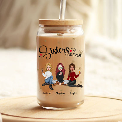 Sisters - Sisters Forever - Personalized Clear Glass Can