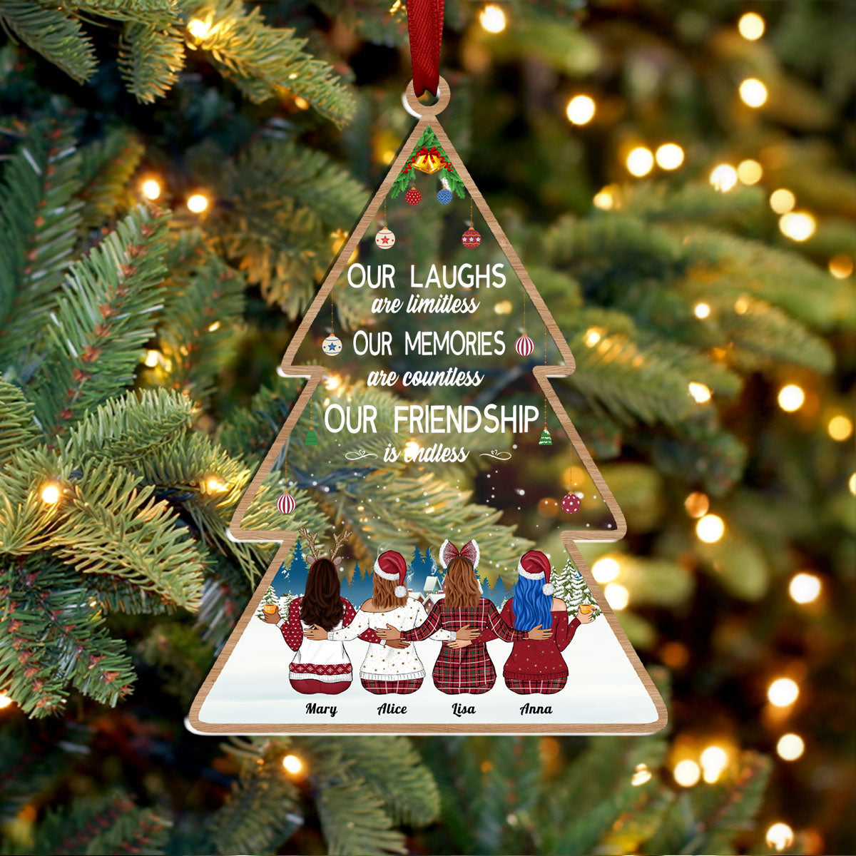 Besties - Our Laughs Are Limitless Our Memories Are Countless Our Friendship Is Endless - Personalized Transparent Ornament